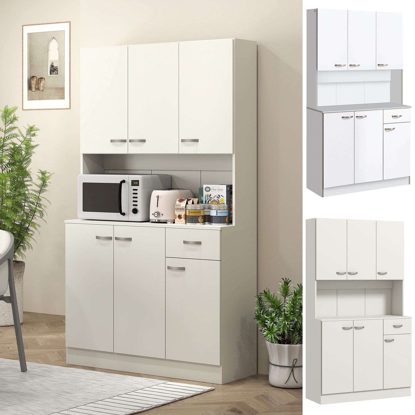 Kitchen Storage Cabinet with 6 Doors, Drawer, Adjustable Shelves