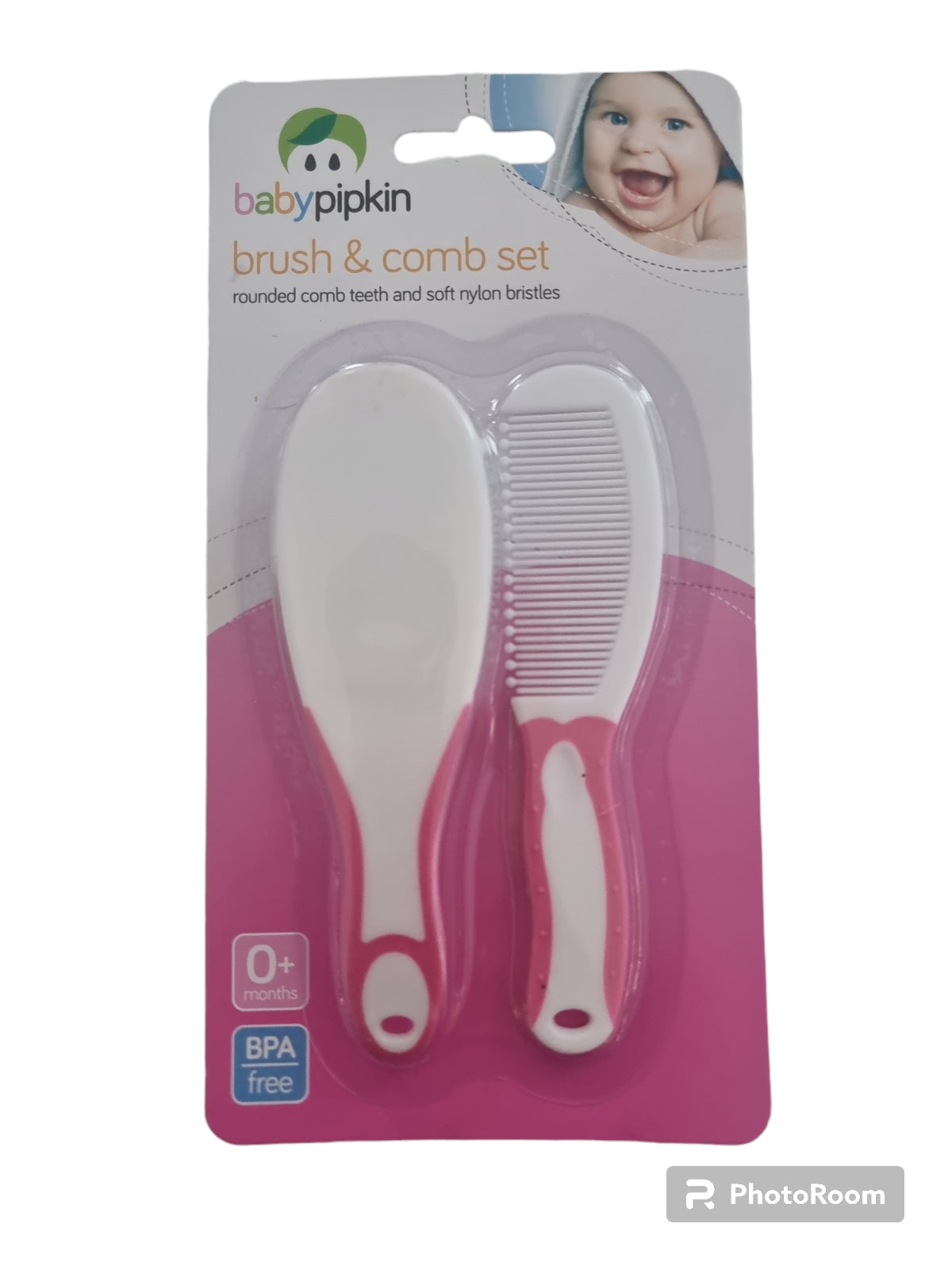 Baby Hair Brush and Comb Set Soft Gentle Pink or Blue Rounded Comb Teeth 0+ M