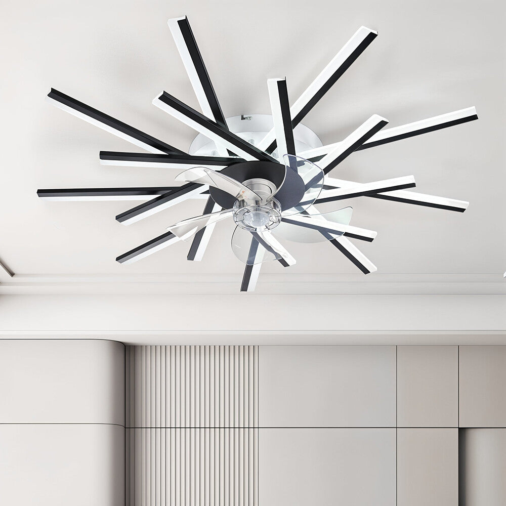 6 Speed Large LED Ceiling Fan with Lighting LED Light Adjustable Wind + Remote