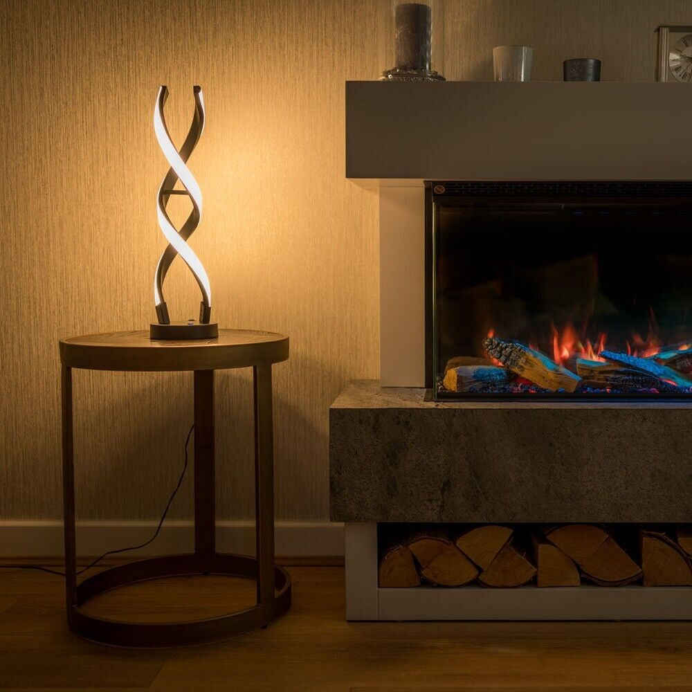 Touch Table Lamp Light Black Twist Integrated LED Living Room Bedside Lighting