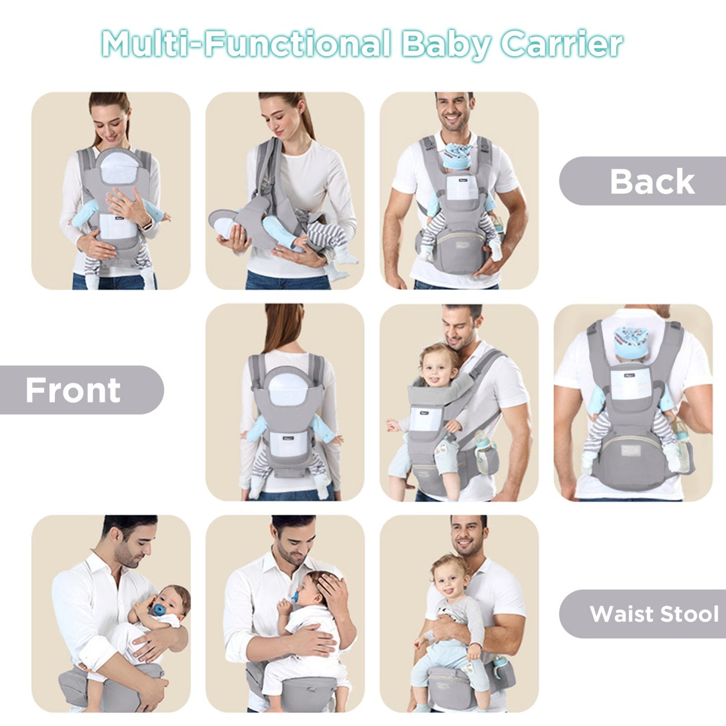 Baby Carrier Kangaroo Backpack for Newborn & Toddlers Ergonomic Storage Bag