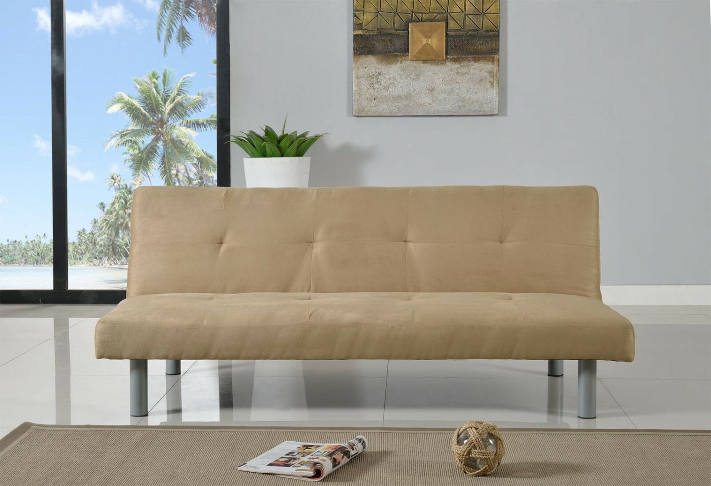 Faux Suede Canterbury Fabric Sofa Bed 3 Seater - Click-Clack Sofa in 4 Colours