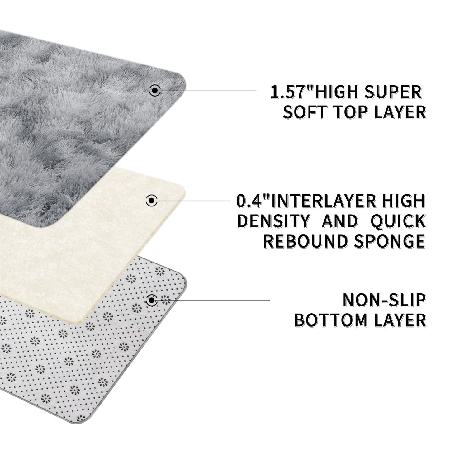 Rugs Living Room 240X340Cm, Grey Area Rugs for Bedroom Washable Anti