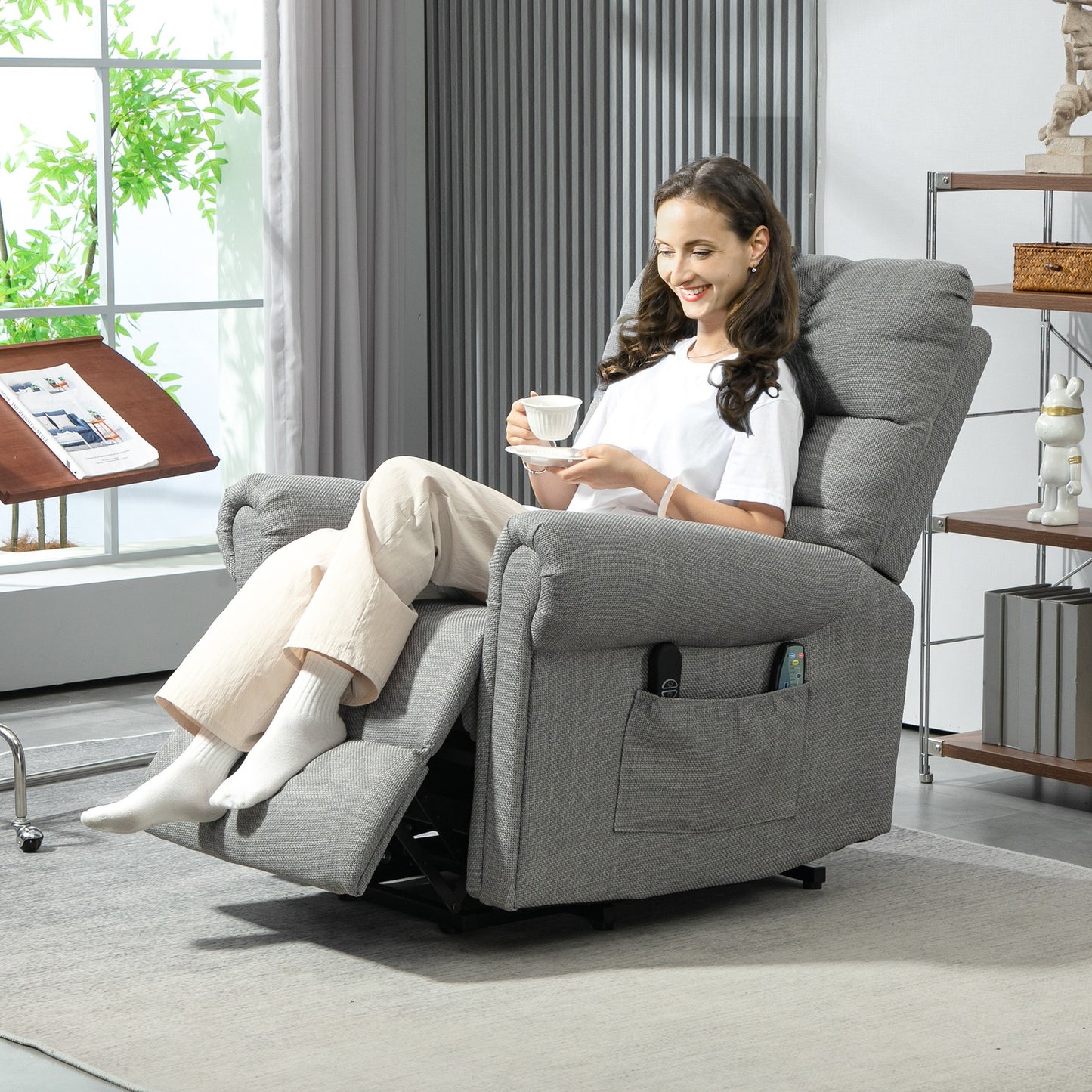 HOMCOM Power Lift Recliner Chair for Elderly with Massage and Heat Grey