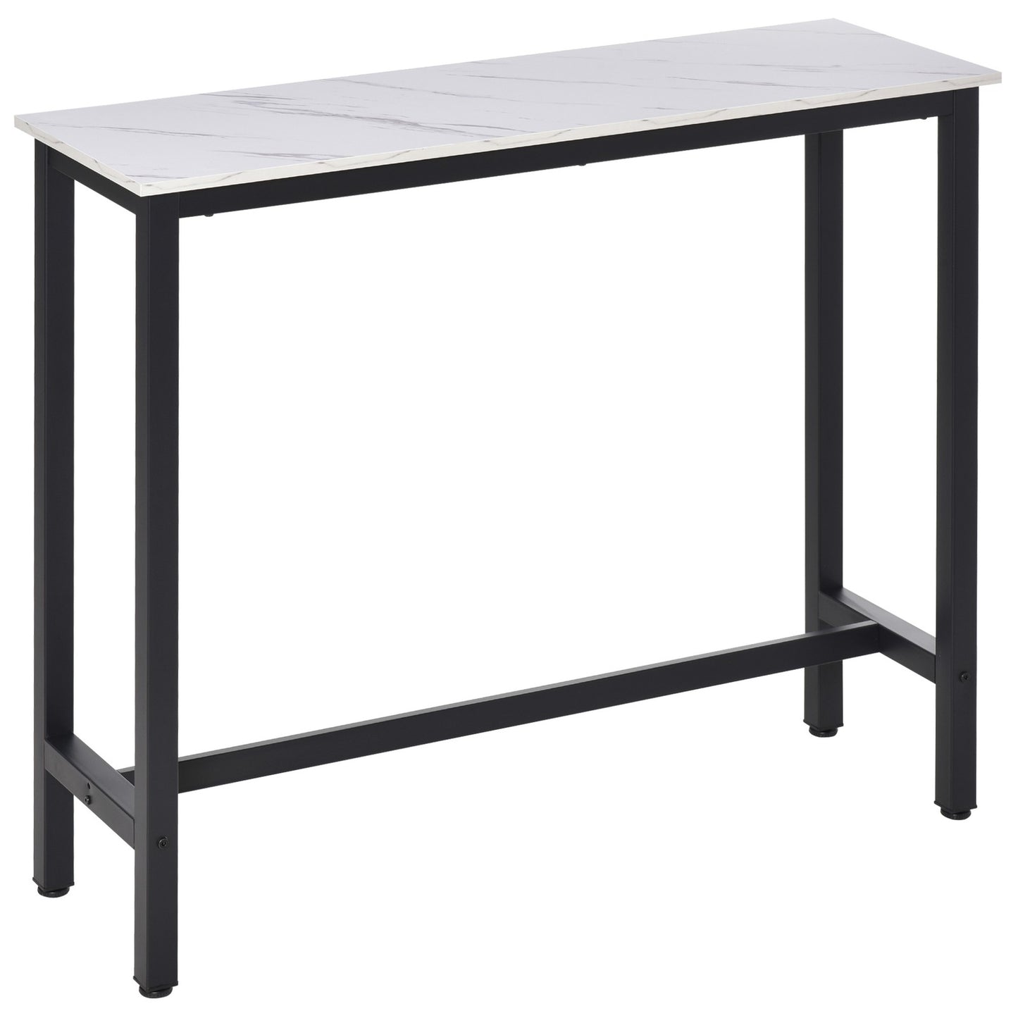 Adjustable Bar Table for Breakfast and Dining - White and Black with Footpads