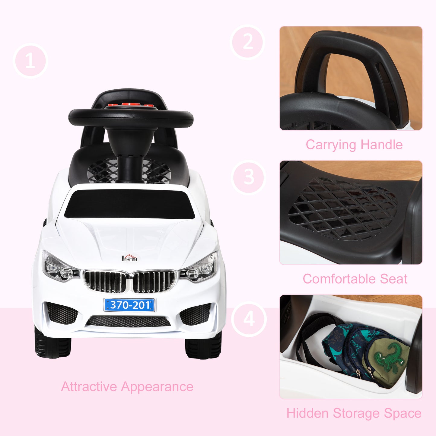 Ride on Sliding Car Baby Toddler Horn Music Working Lights Storage No Power
