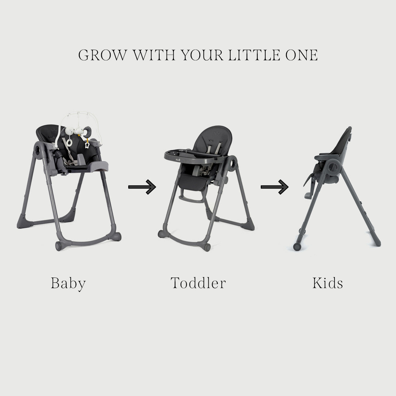 3-In-1 High Chair for Baby Kids Seat Highchair with Activity Toys - Grey/ White