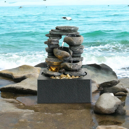 Water Fountain Feature Indoor Outdoor LED Fountain Waterfall Garden Decor