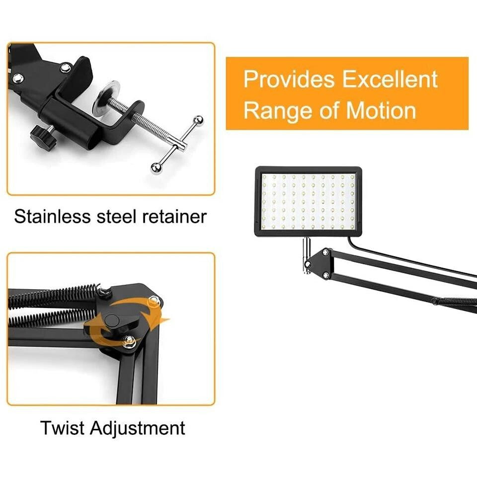 LED Photography Light with Adjustable Arm Stand for Selfies, Streaming & Studio
