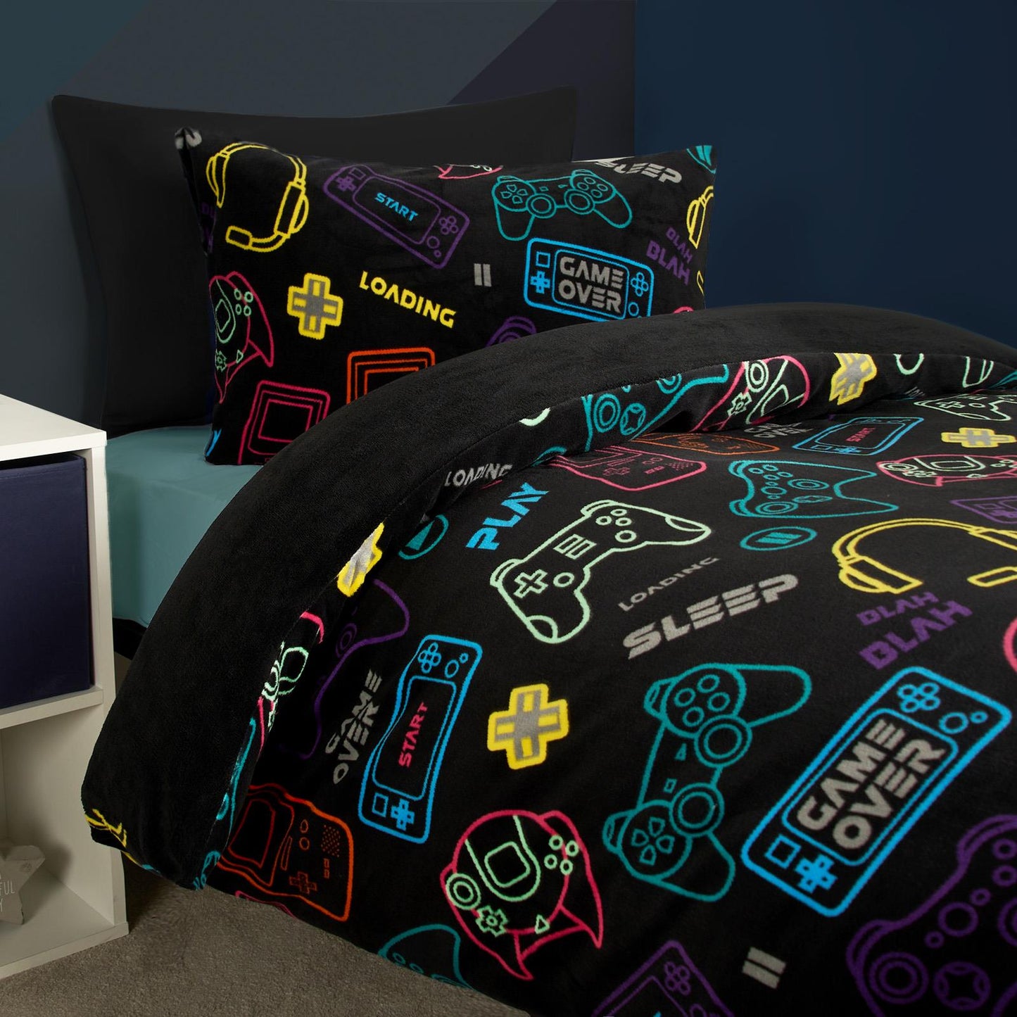Gaming Duvet Cover Set Warm Fleece Bedding Quilt Thermal Warm Cosy Single Double
