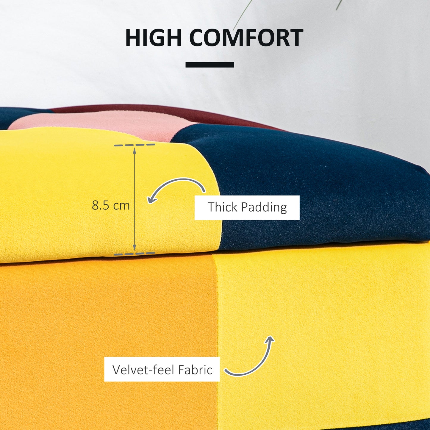 114 X 47 X 47Cm Velvet Storage Ottoman with Lid for Living Room Bedroom