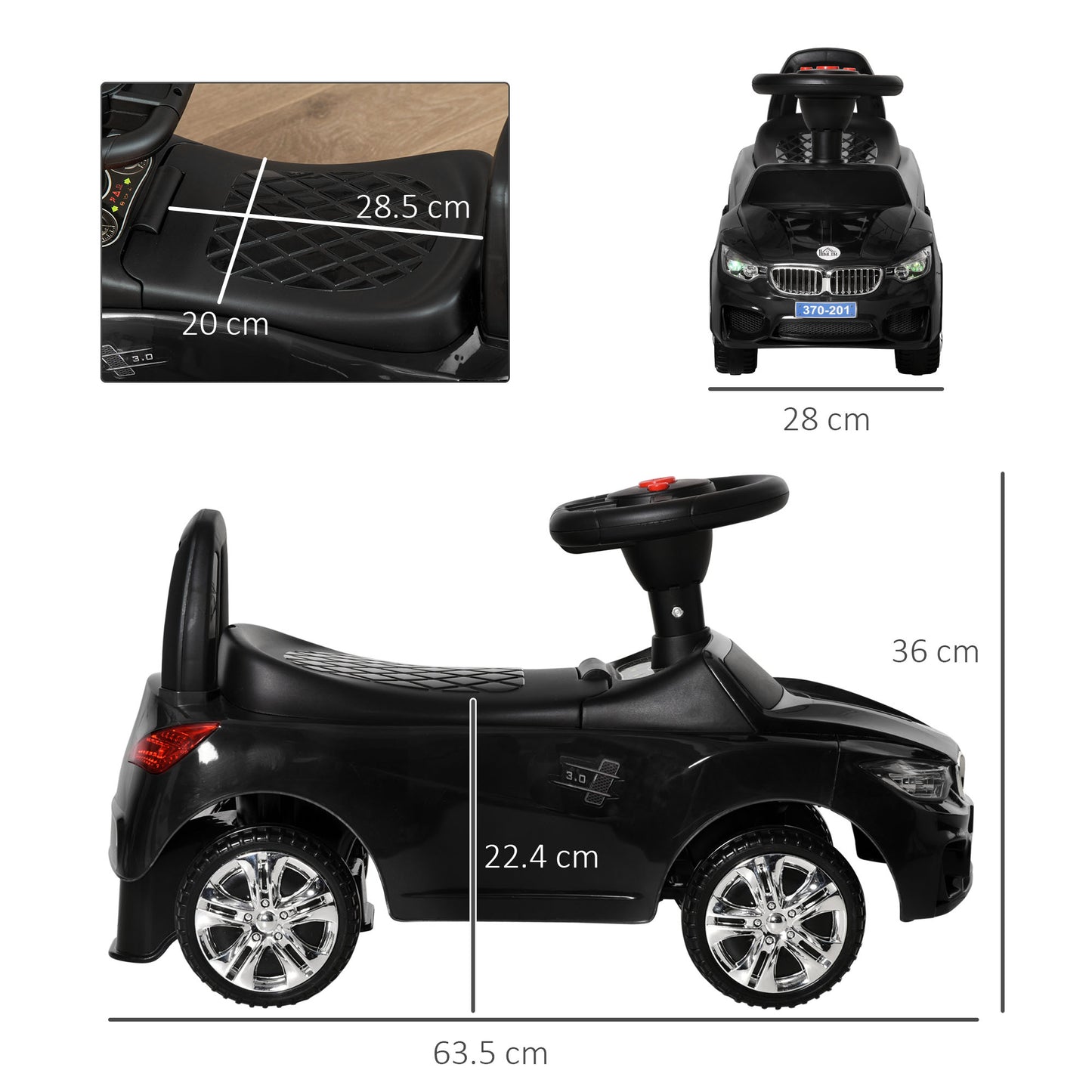 Ride on Sliding Car Baby Toddler Horn Music Working Lights Storage No Power