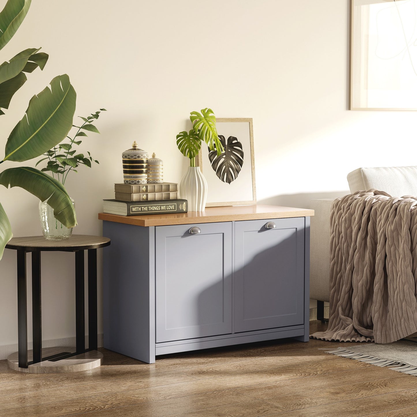 HOMCOM Shoe Cabinet 4Storage Units Wood Effect Top Entryway Livingroom Furniture
