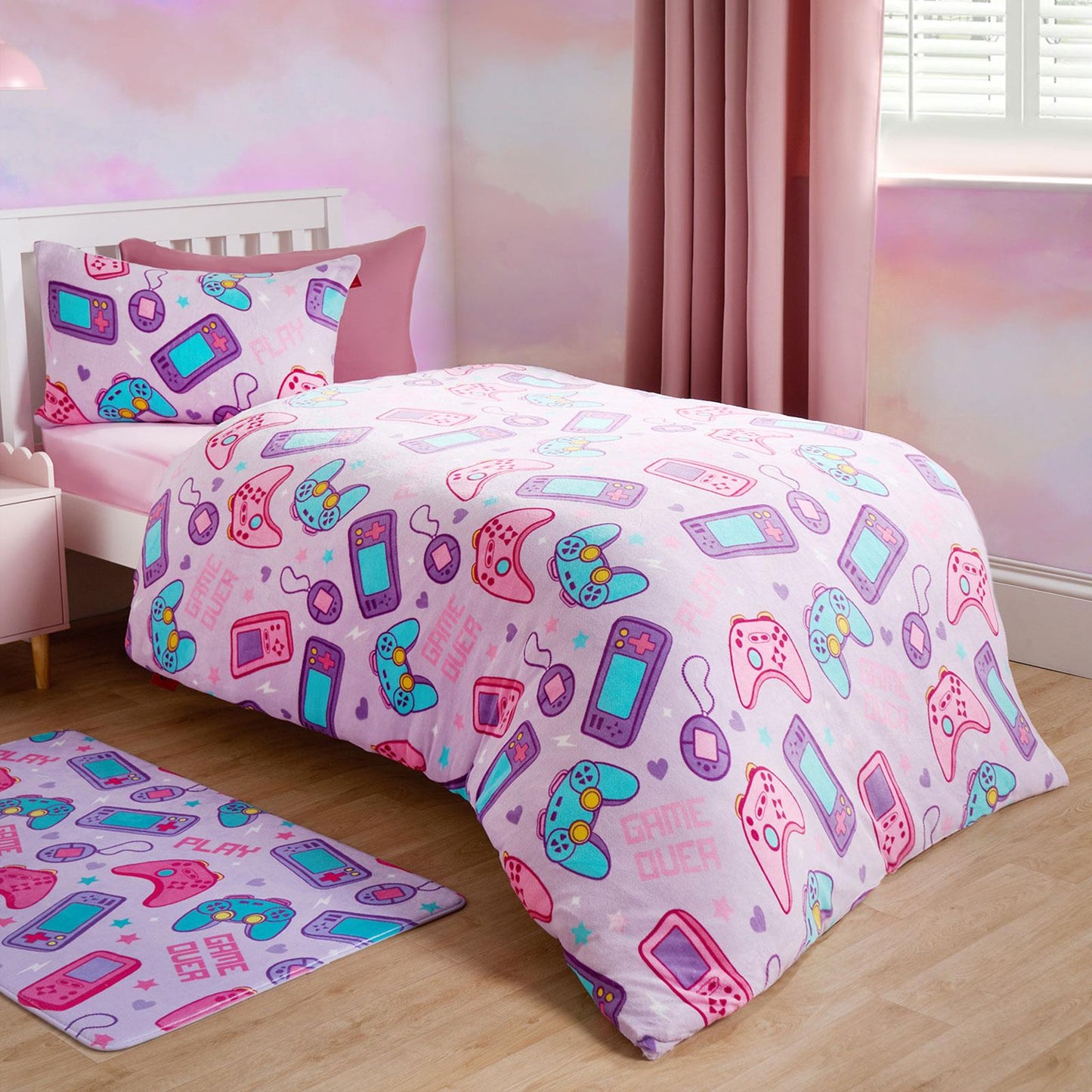 Gaming Duvet Cover Set Warm Fleece Bedding Quilt Thermal Warm Cosy Single Double