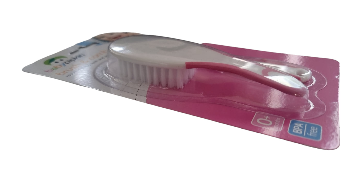 Baby Hair Brush and Comb Set Soft Gentle Pink or Blue Rounded Comb Teeth 0+ M