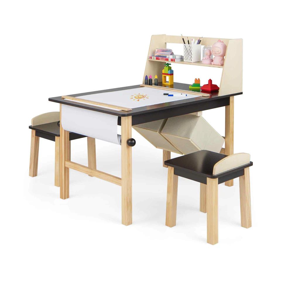 Kids Wooden Table & Chair Set for Drawing & Art – Coffee