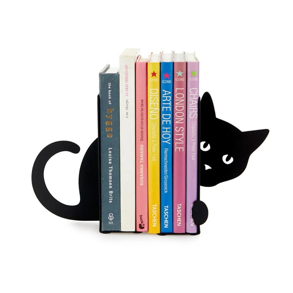 Black Metal Bookend – Heavy Duty, Anti-Slip