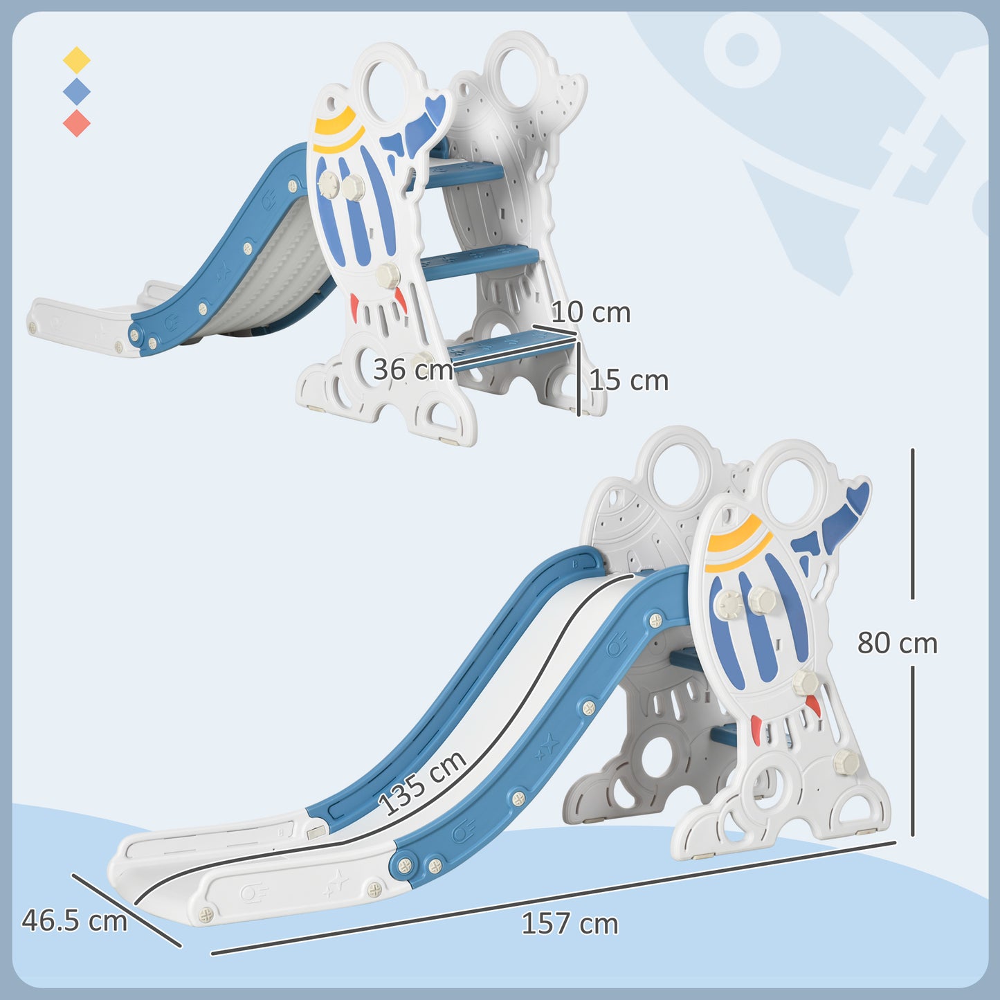 Kids Slide Indoor Freestanding Baby Slide Space Theme for Ages 1.5-3 Years