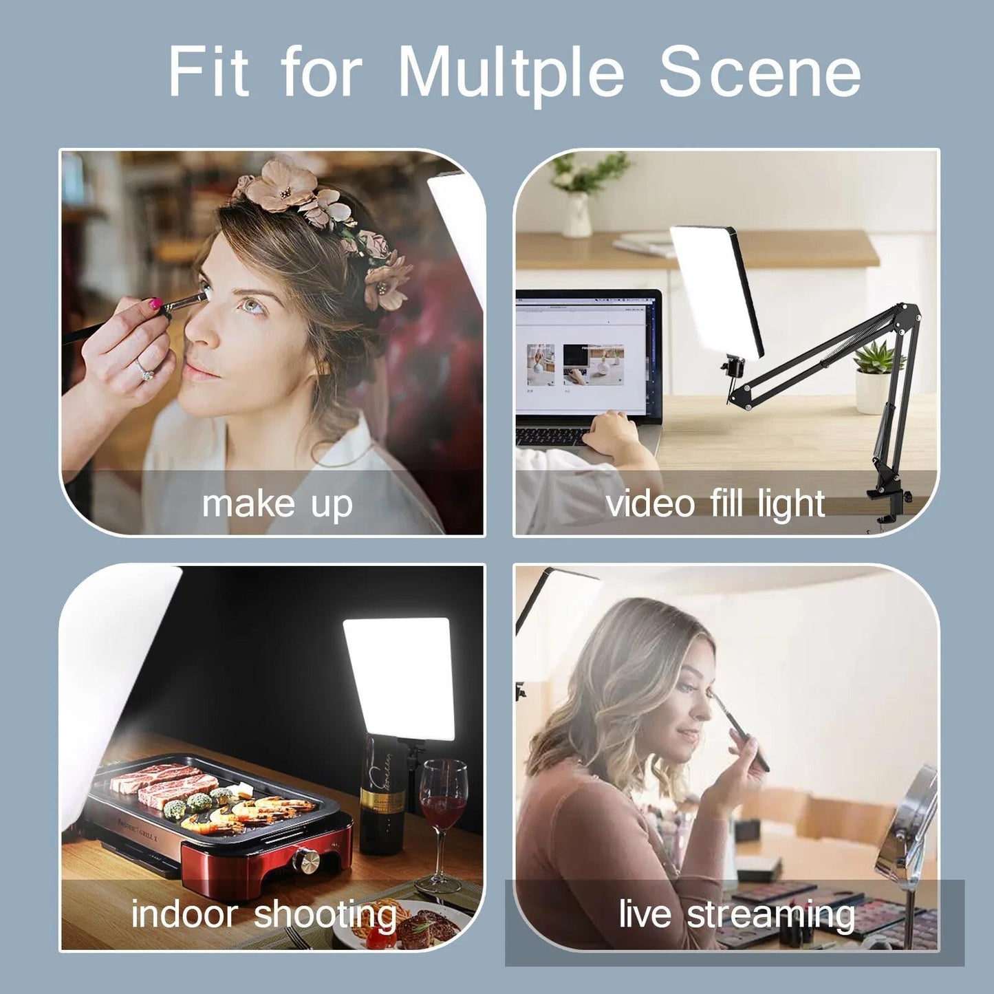 LED Photography Light with Adjustable Arm Stand for Selfies, Streaming & Studio