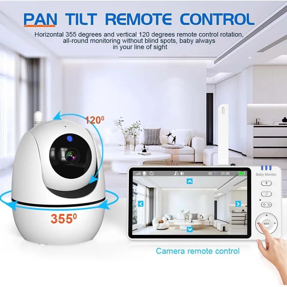 Baby Monitor with Camera 5" Colour Screen Two Way Talk Infrared No Wi-Fi Needed