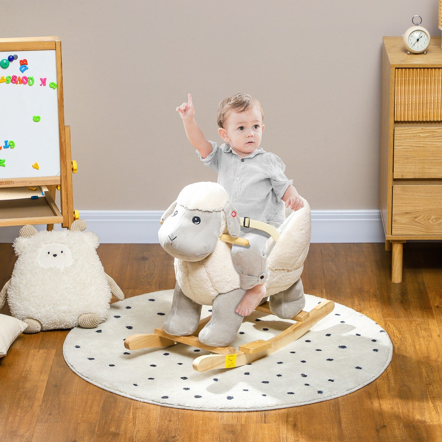 AIYAPLAY Baby Rocking Horse with Safety Belt, Sound, for Ages 18-36 Months