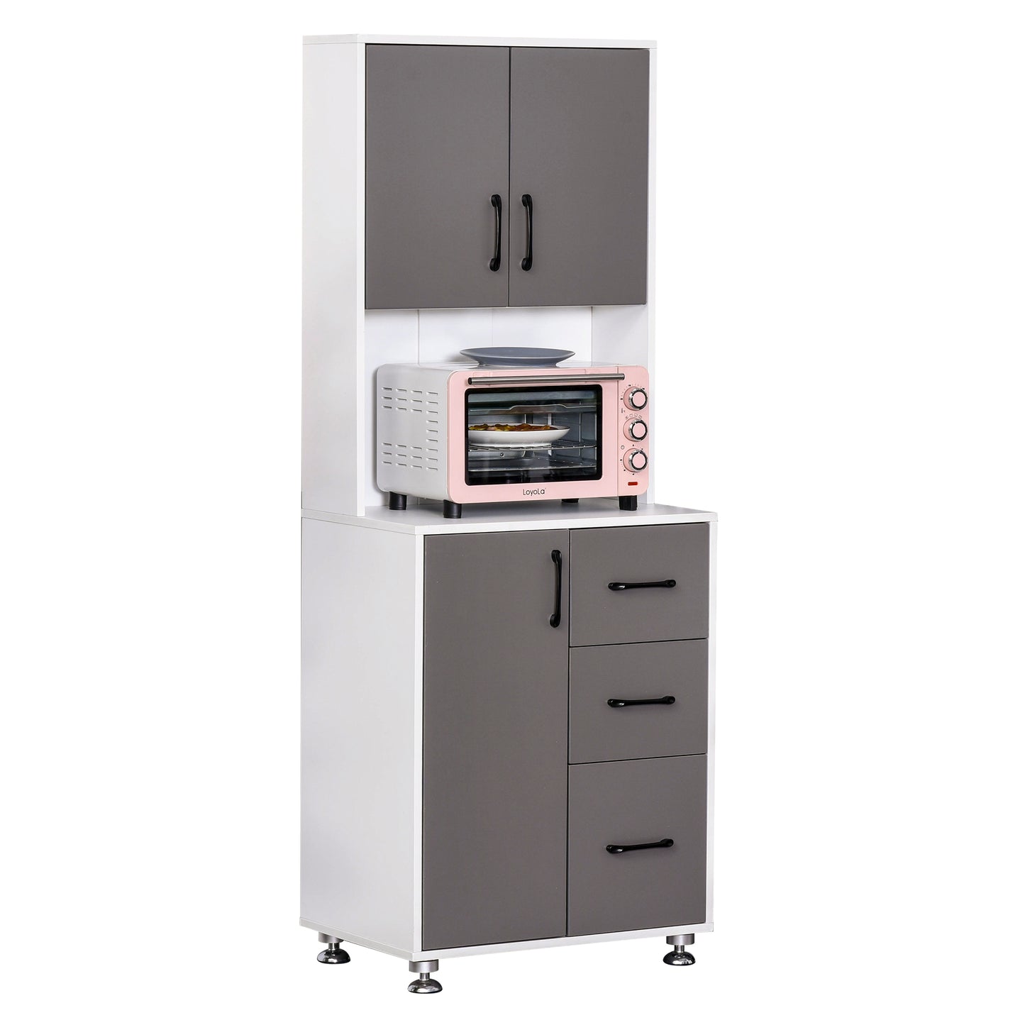 Modern Kitchen Cupboard with Storage Cabinets, 3 Drawers for Living Room