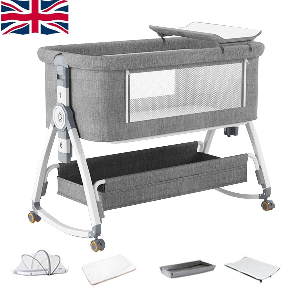 3In1 Baby Bedside Crib Sleeper Bassinet Height-Adjusta