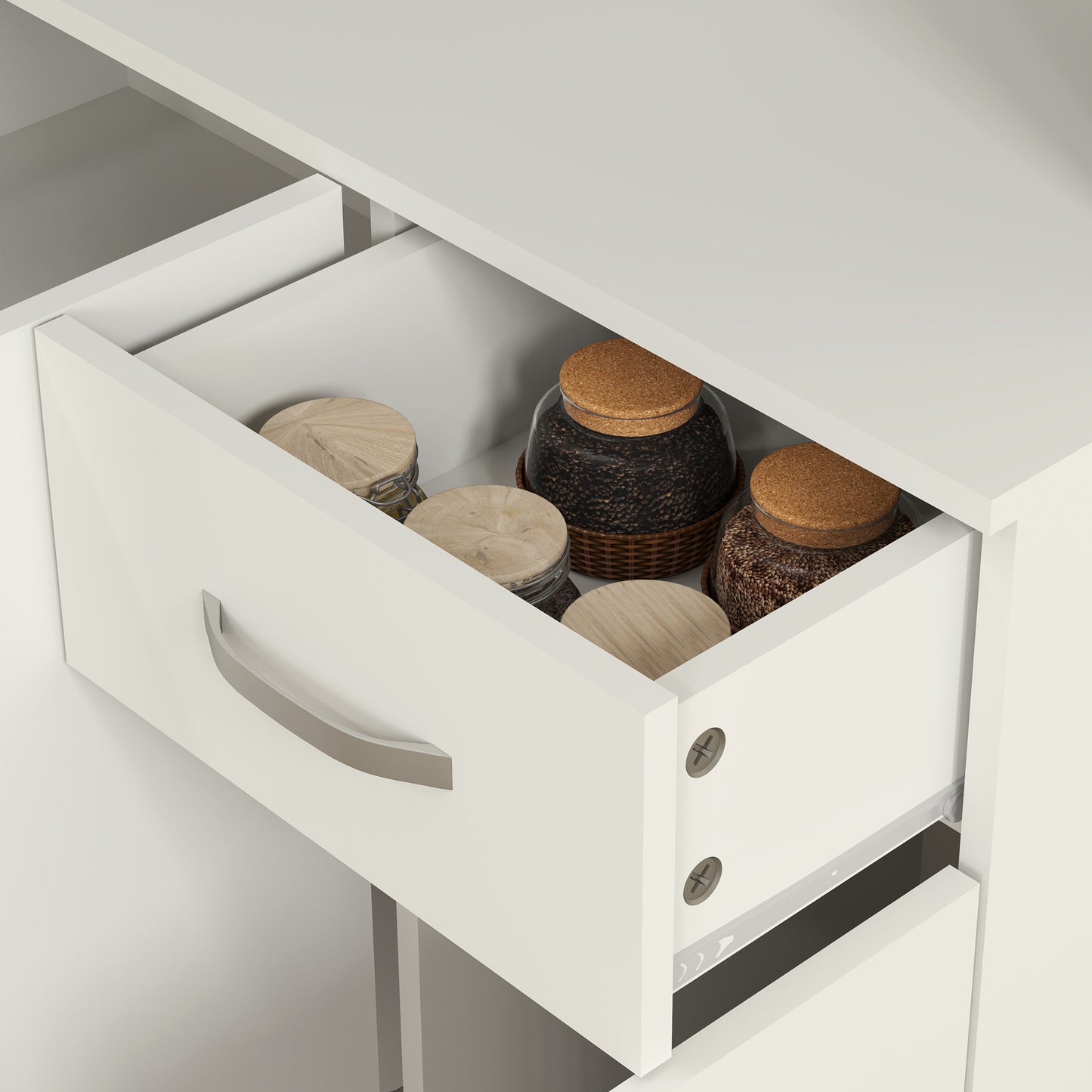 Kitchen Storage Cabinet with 6 Doors, Drawer, Adjustable Shelves