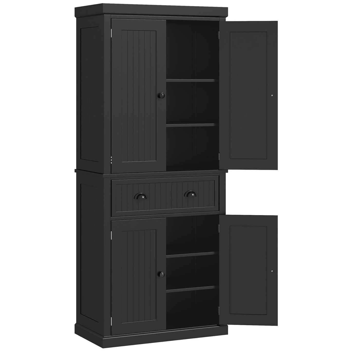 HOMCOM Freestanding Kitchen Storage Cabinet Drawers Cupboards Shelves Black