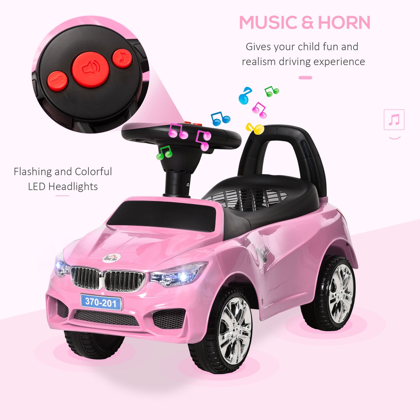 Ride on Sliding Car Baby Toddler Horn Music Working Lights Storage No Power