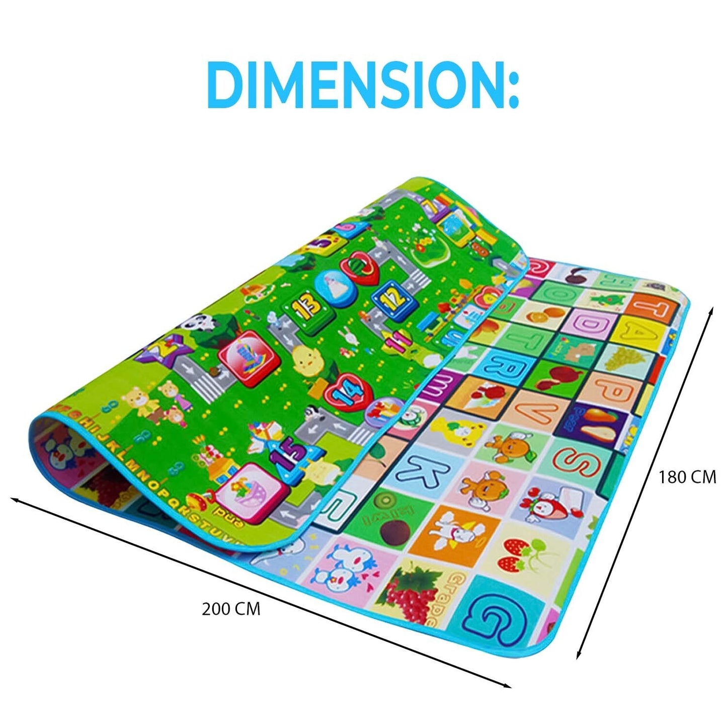 200X180CM KIDS CRAWLING 2 SIDE PLAY MAT EDUCATIONAL GAME SOFT FOAM PICNIC CARPET