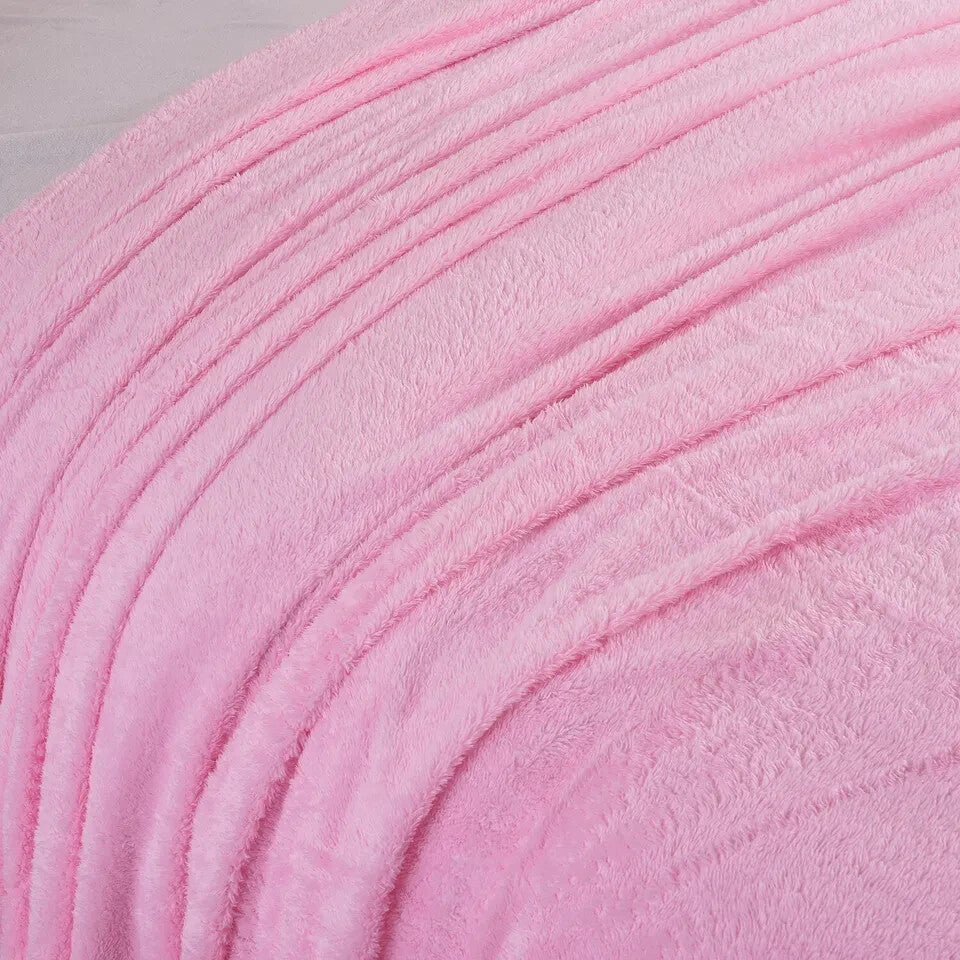 Teddy Fleece Duvet Cover & Pillowcase Bedding King Size Soft Warm Pink Colour