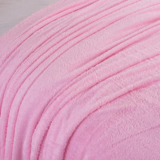 Teddy Fleece Duvet Cover & Pillowcase Bedding King Size Soft Warm Pink Colour