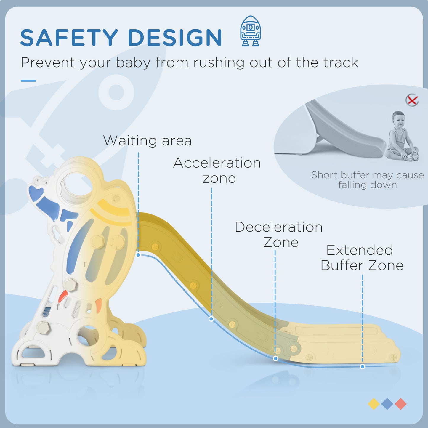 Kids Slide Indoor Freestanding Baby Slide Space Theme for Ages 1.5-3 Years
