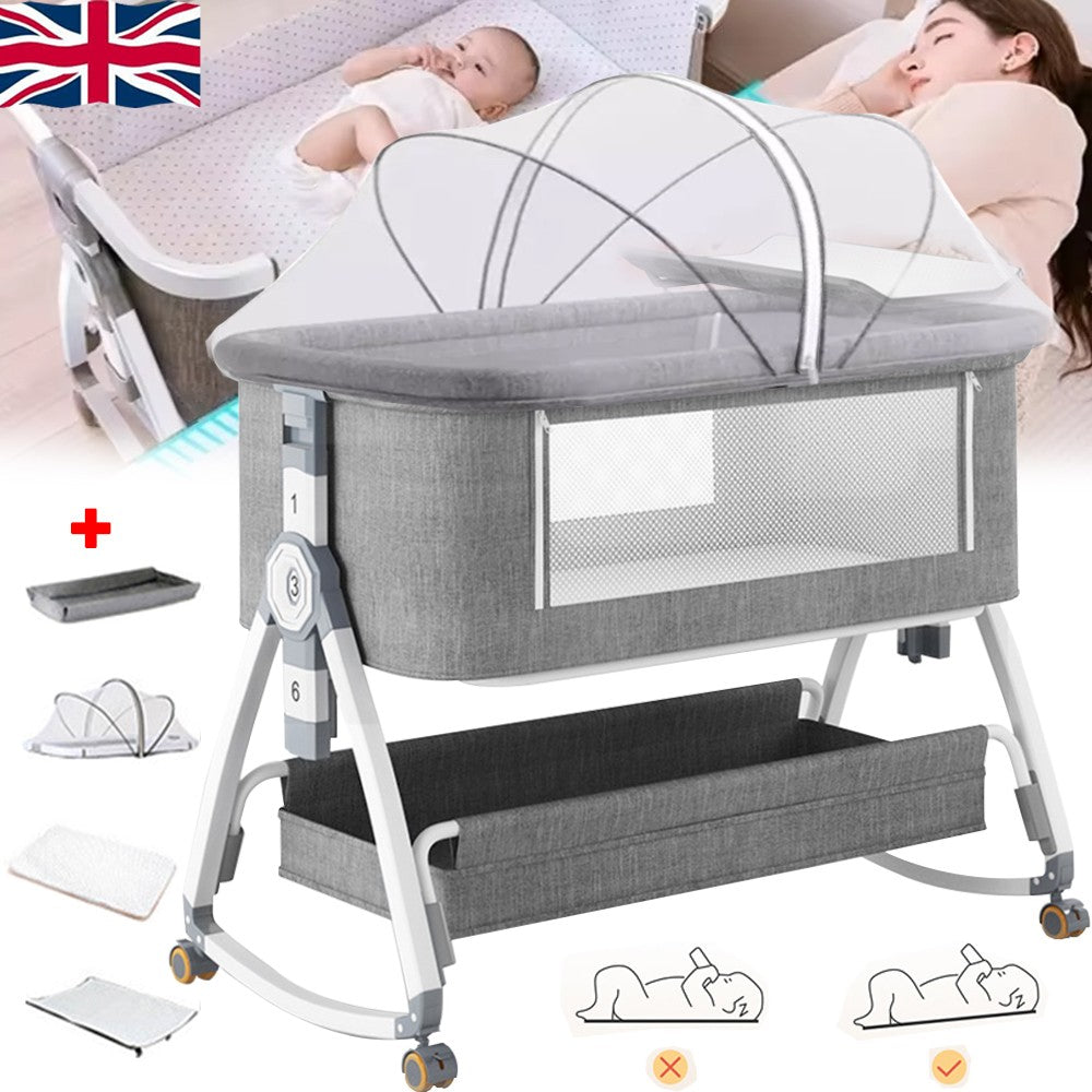 3In1 Baby Bedside Crib Sleeper Bassinet Height-Adjusta