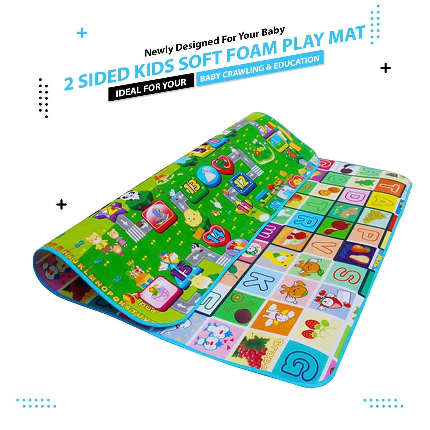 200X180CM KIDS CRAWLING 2 SIDE PLAY MAT EDUCATIONAL GAME SOFT FOAM PICNIC CARPET