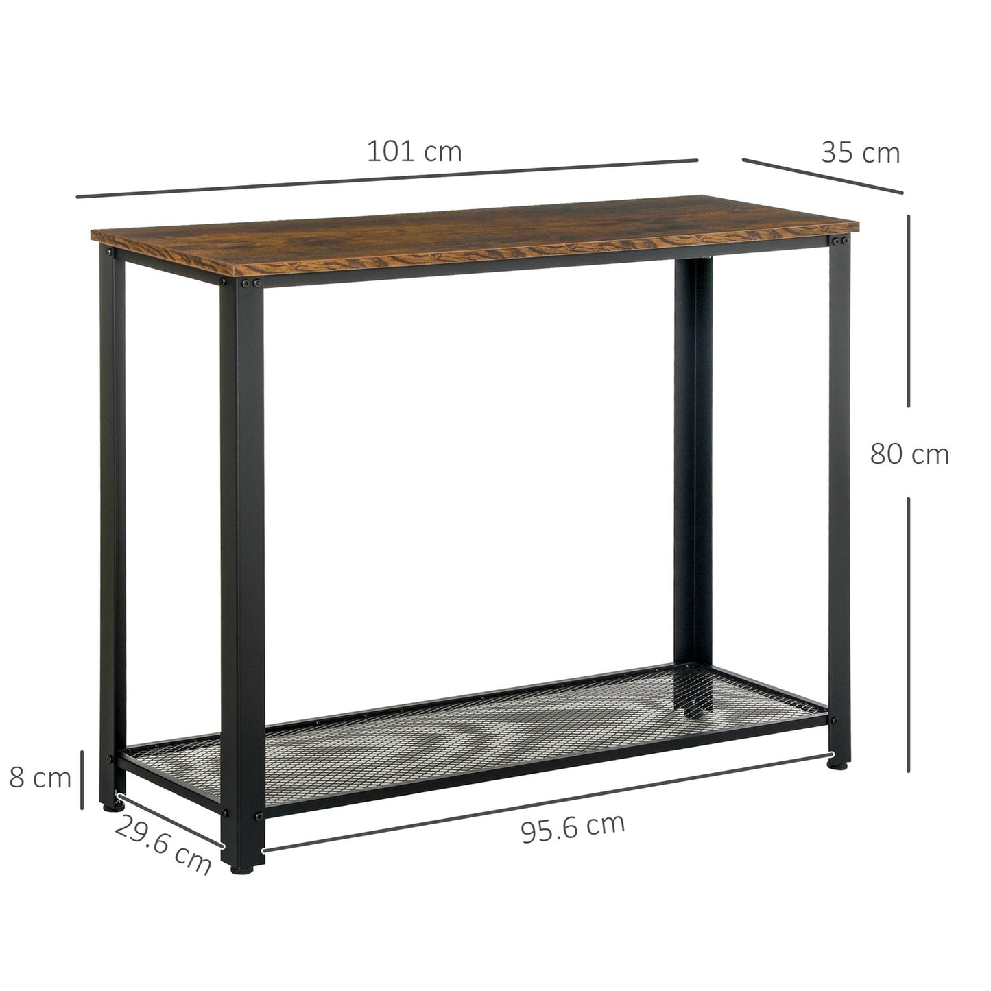 2-Tier Console Table Side/End Table W/ Mesh Shelf Entryway Hallway Furniture