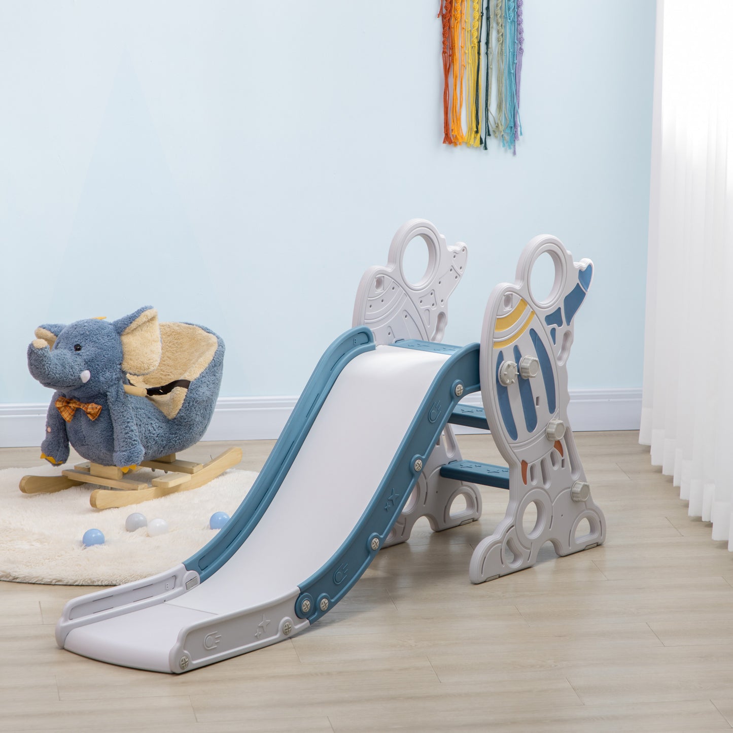 Kids Slide Indoor Freestanding Baby Slide Space Theme for Ages 1.5-3 Years