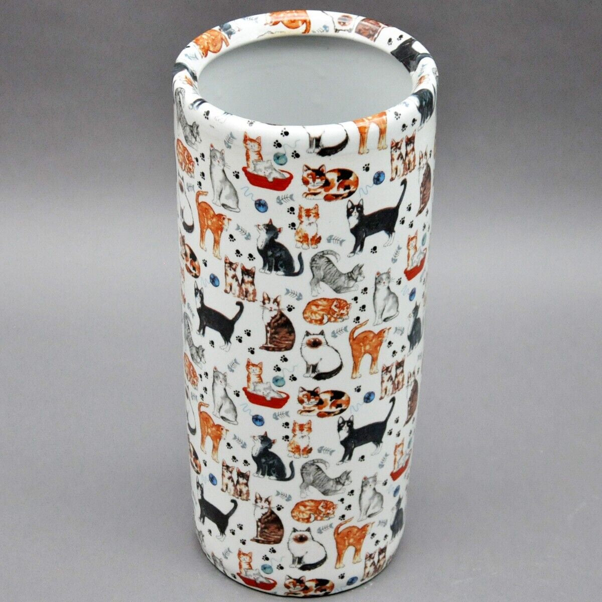 Classic Ceramic Colourful Cat Design Umbrella round Stand for Office, Home Decor