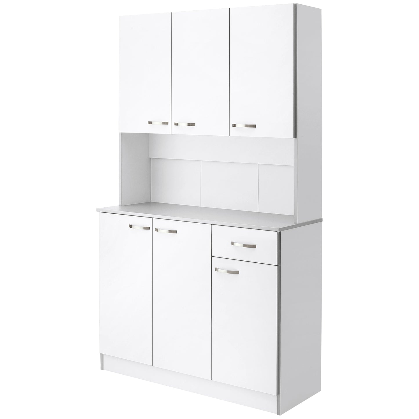 Kitchen Storage Cabinet with 6 Doors, Drawer, Adjustable Shelves