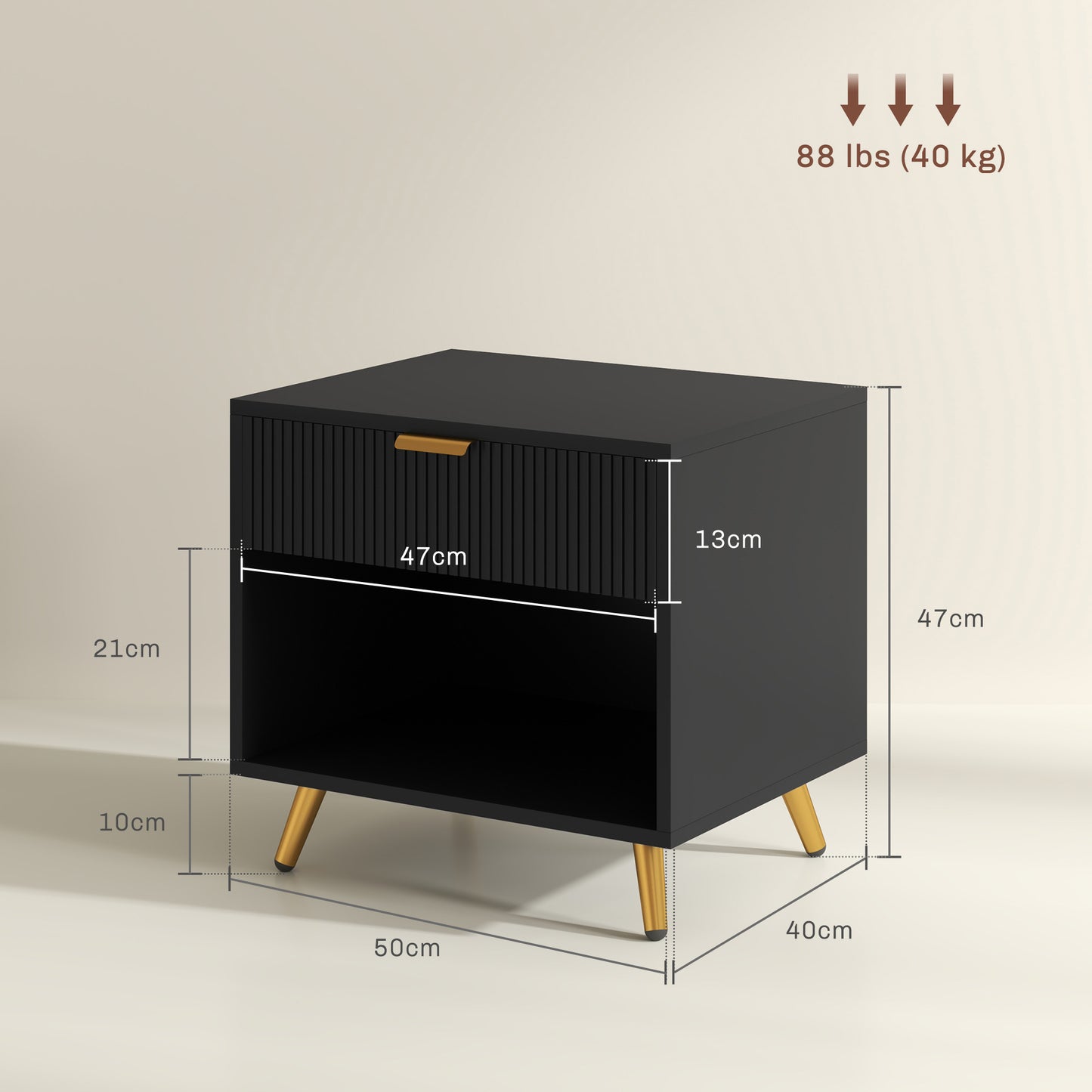 End Table with Drawer and Open Compartment for Bedroom