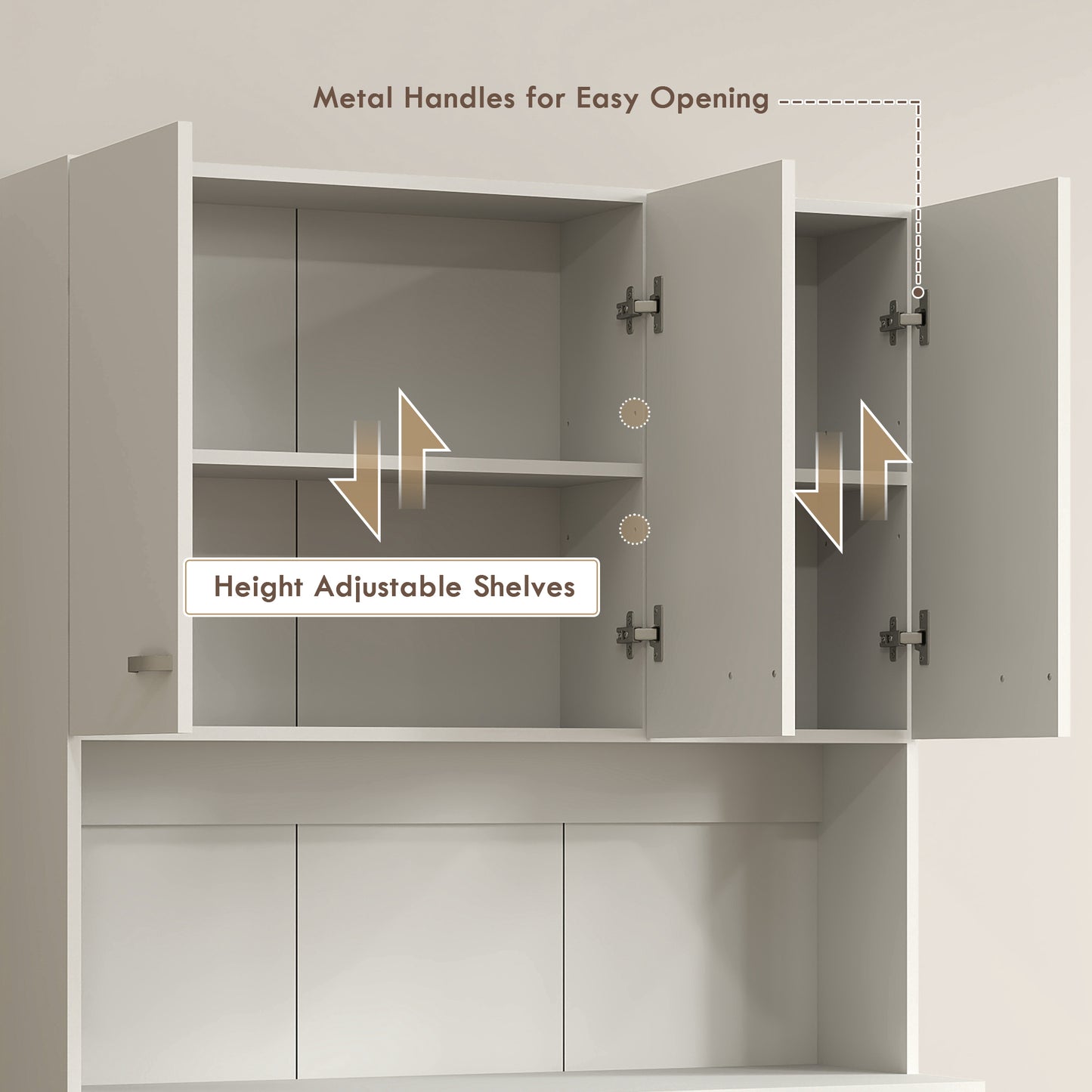 Kitchen Storage Cabinet with 6 Doors, Drawer, Adjustable Shelves