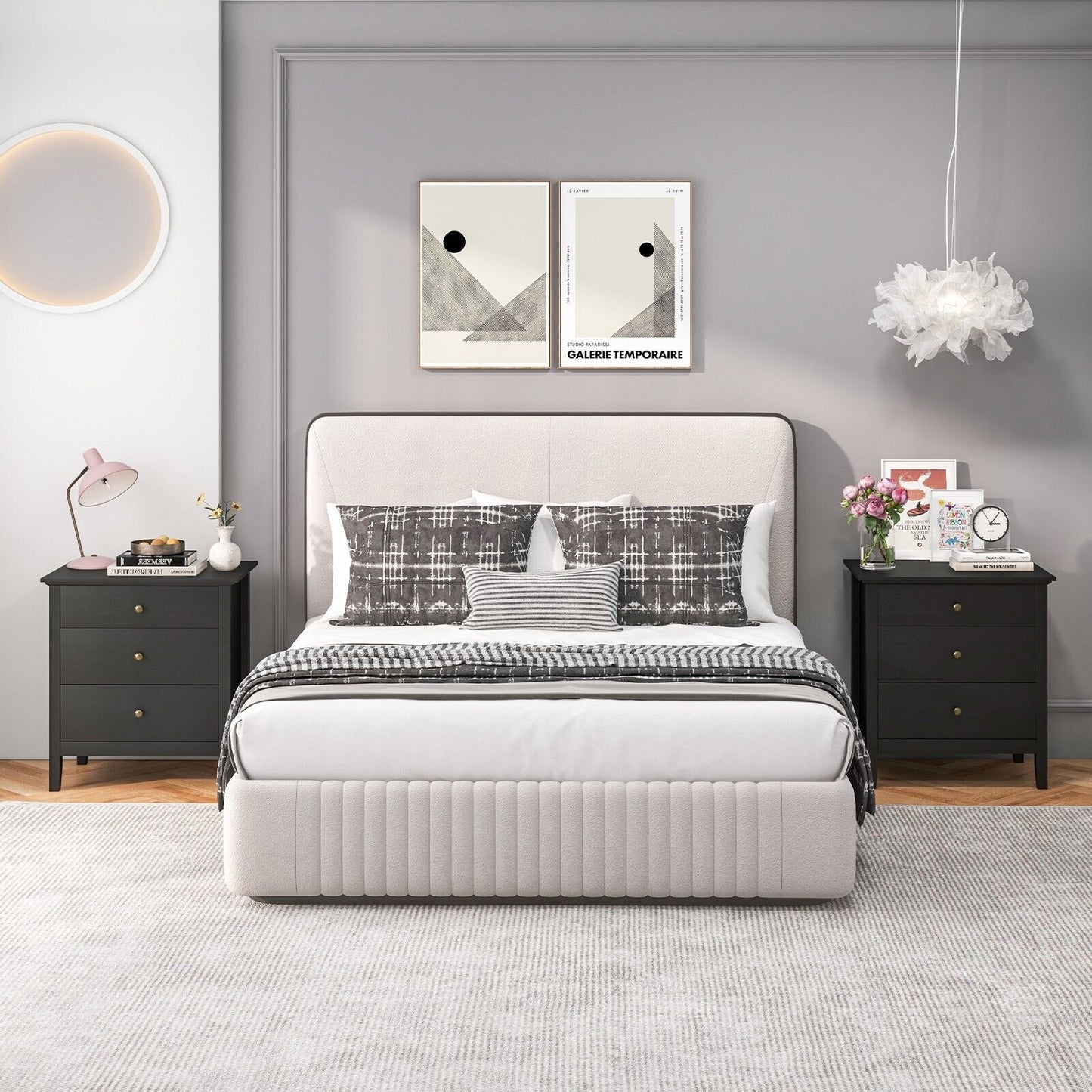 Costway 3-Drawer Nightstand Bedroom Wooden Bed Side Table Modern End Table