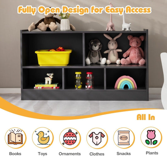 Kids Storage Shelf Unit 5-Cubby Wooden Children Bookcase Toy Storage Organizer