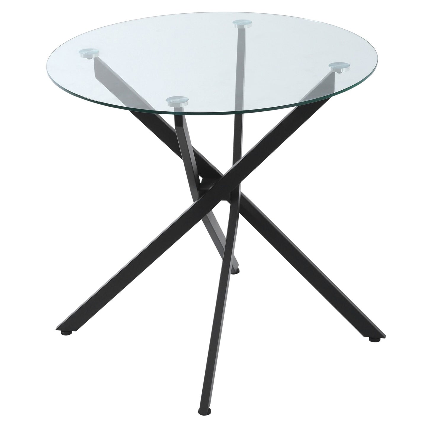 HOMCOM Clear Glass Side Table round Metal Dining Table Dining Living Room Black