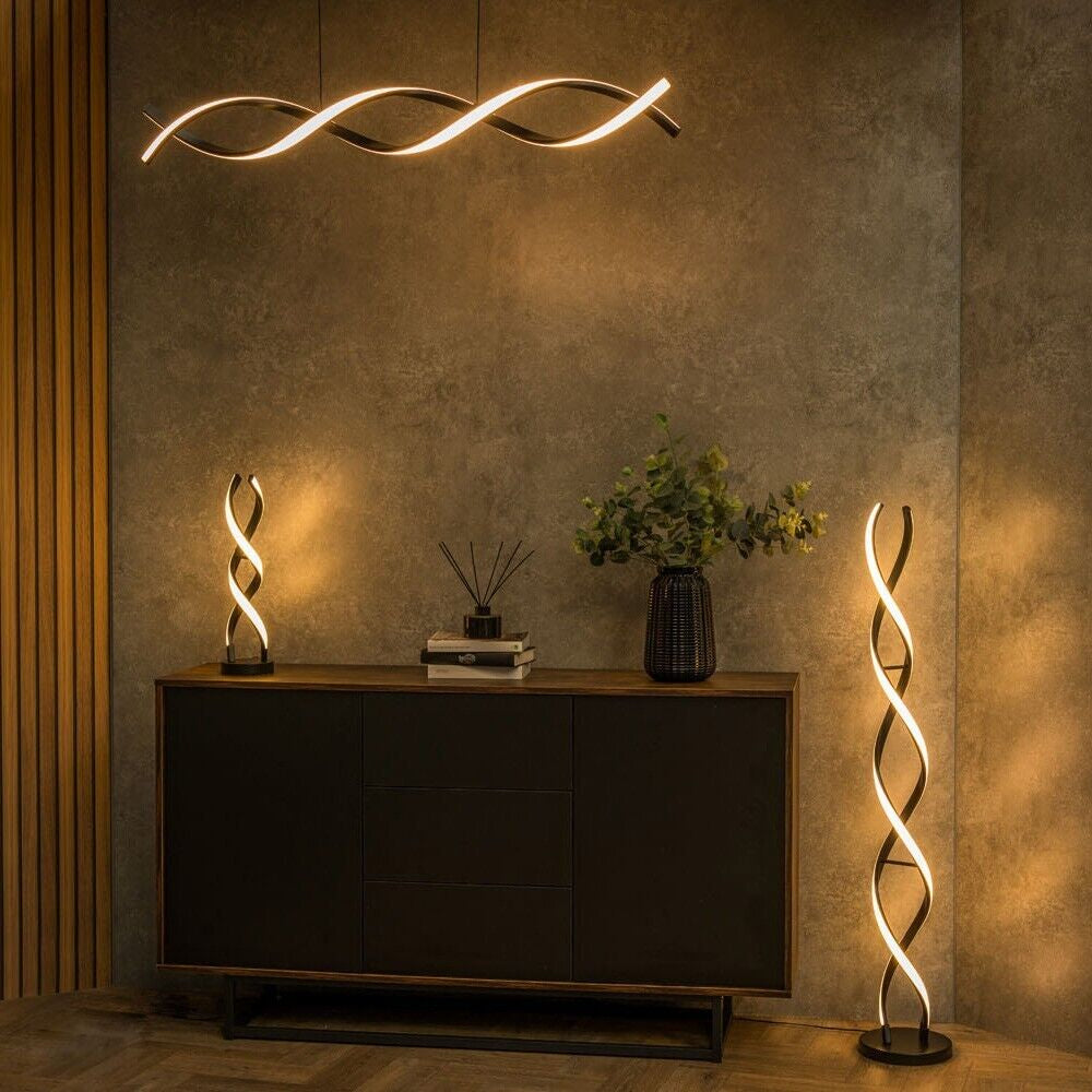 Touch Table Lamp Light Black Twist Integrated LED Living Room Bedside Lighting