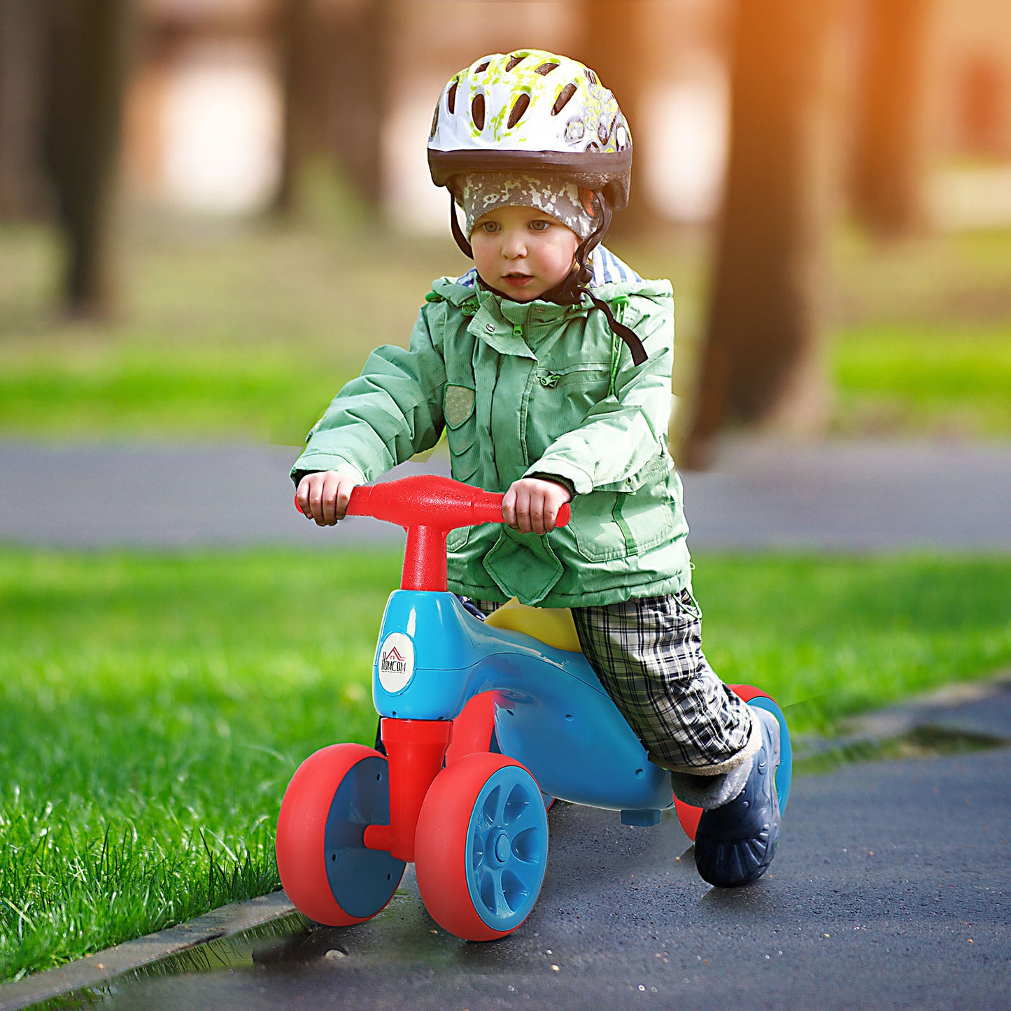 Baby Balance Bike Toddler Safe Training 4 Smooth Rubber Wheels W/Storage Bin