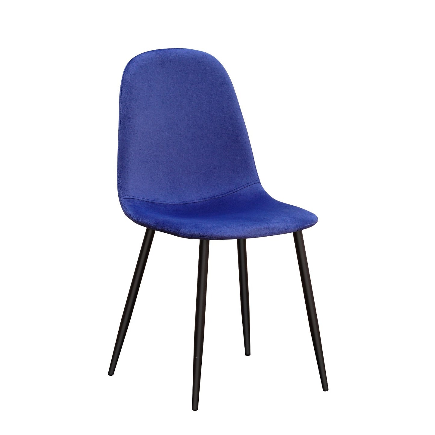 Blue Velvet Dining Chair Blue Padded Metal Legs for Kitchen Chair Home Decor