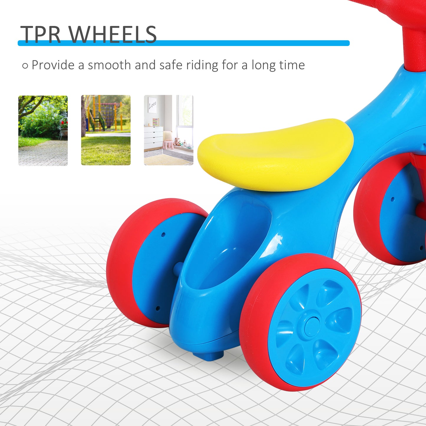 Baby Balance Bike Toddler Safe Training 4 Smooth Rubber Wheels W/Storage Bin