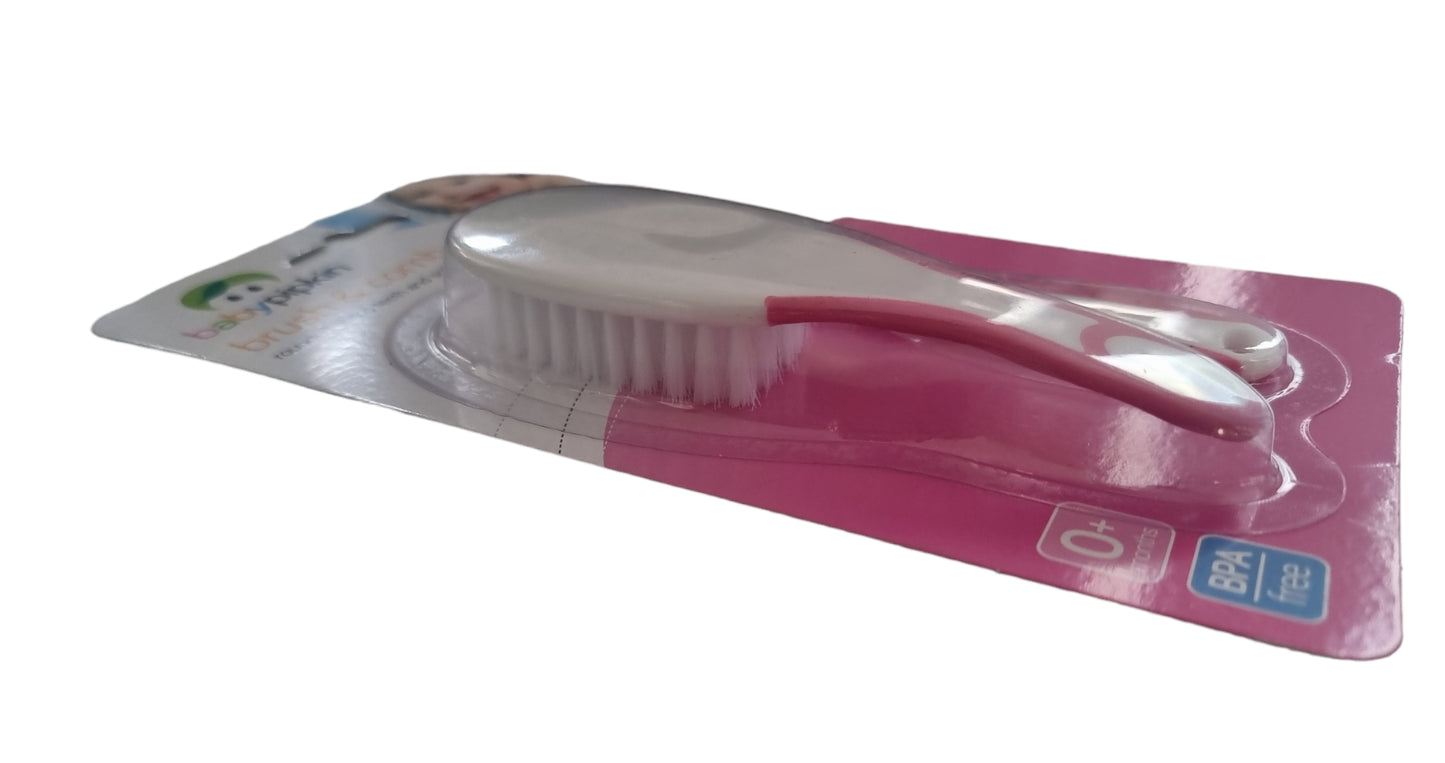Baby Hair Brush and Comb Set Soft Gentle Pink or Blue Rounded Comb Teeth 0+ M
